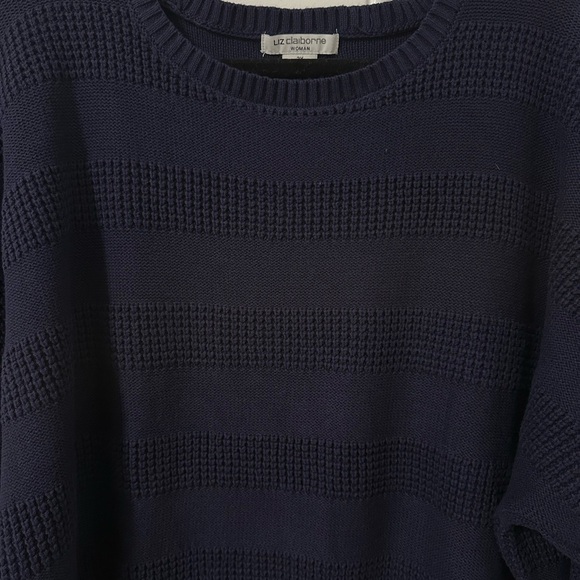 Liz Claiborne Women's Dark Blue Crew, 3/4 sleeves, Neck Sweater, Size 2X NWOT - Picture 2 of 11